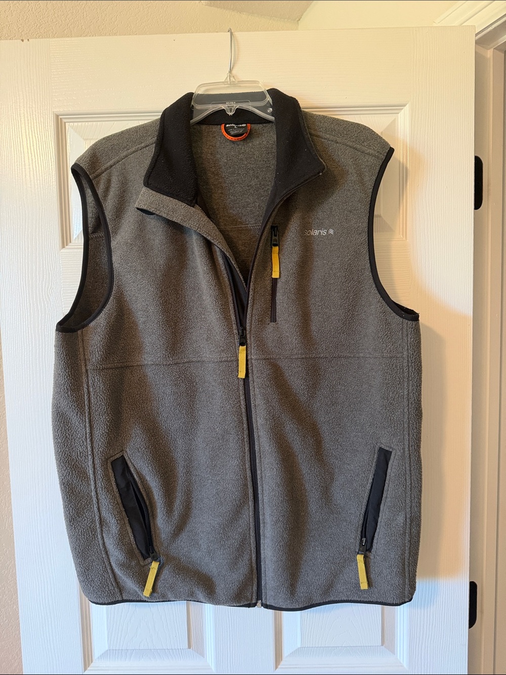 Solaris Gray Fleece Vest with Black Trim and Yellow Accents